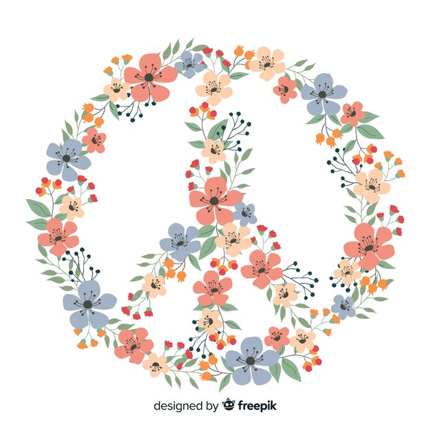 Floral peace sign background