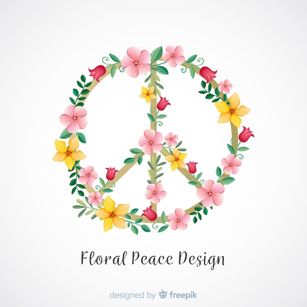 Vettore gratuito sfondo floreale segno di pace