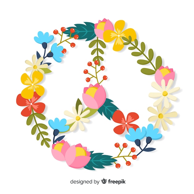 Floral peace sign background