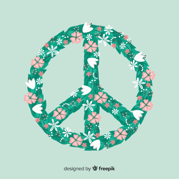 Floral peace symbol background