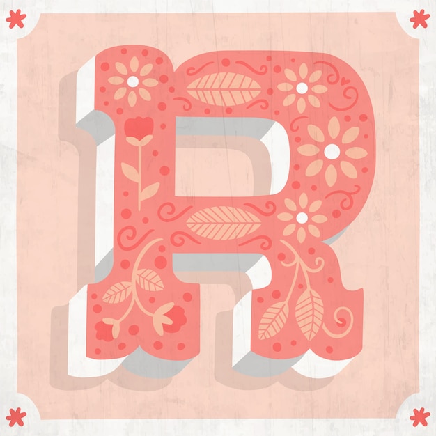 Free vector floral r creative alphabet