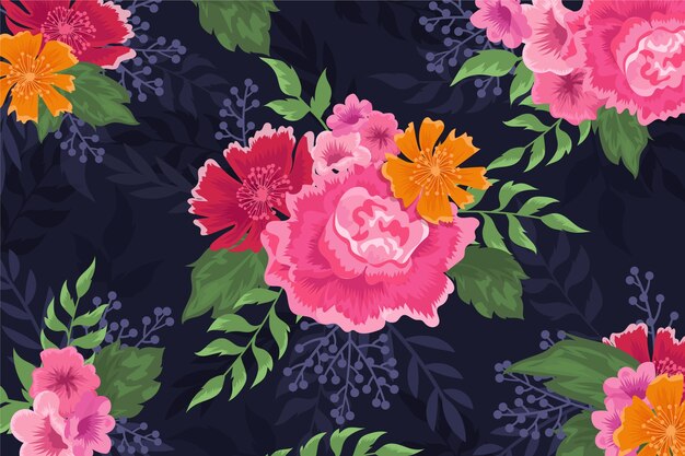 Floral realistic hand painted background