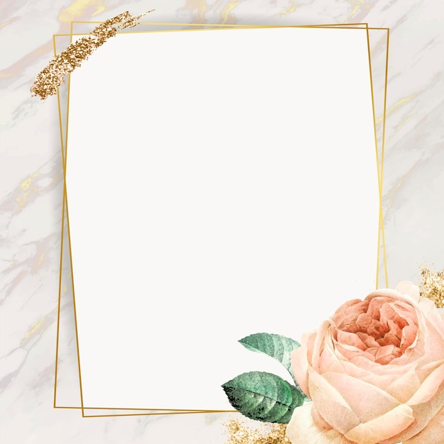 Free vector floral rectangle golden frame