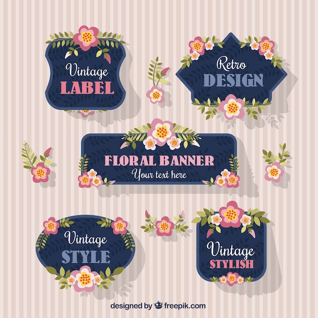 Vettore gratuito retrò floral banner