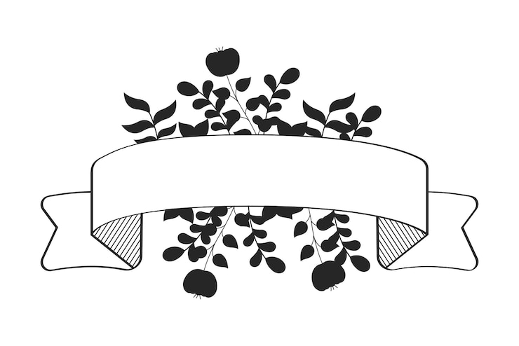 Free Vector floral ribbon hand drawn