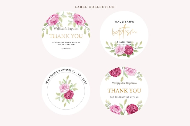 Free vector floral roses label design illustration