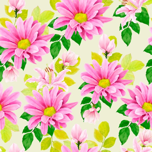 Free vector floral roses with elegant soft color seamless pattern