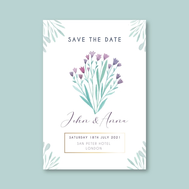 Floral save the date card template