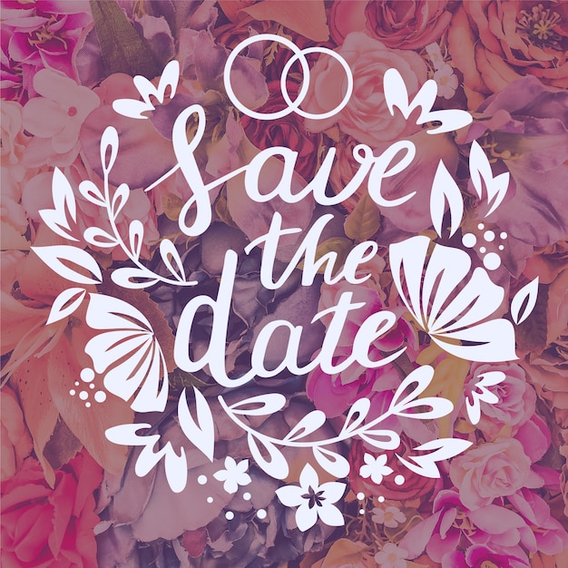Floral save the date lettering