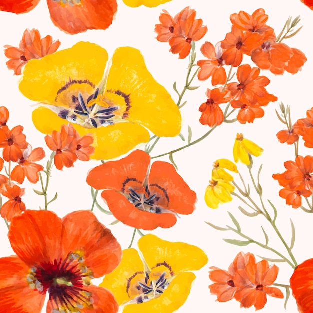 무료 벡터 공개 도메인 작품에서 리믹스된 꽃 원활한 패턴 배경 그림