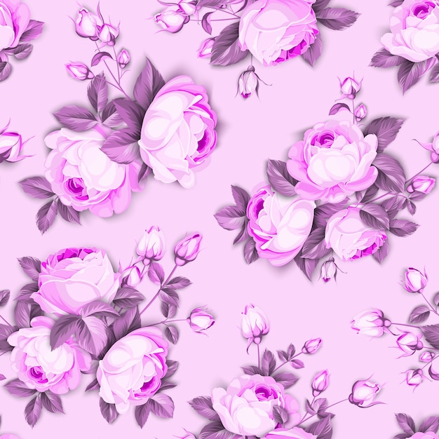 꽃의 완벽 한 패턴입니다. 분홍색 배경에 피는 장미.