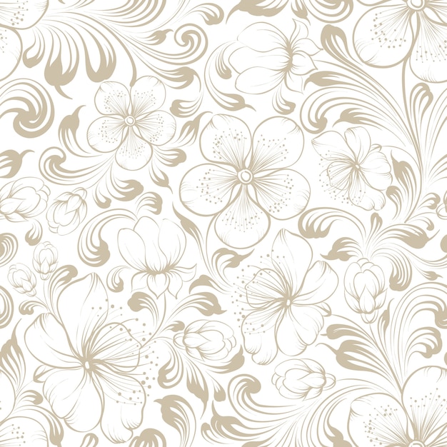 Free vector floral seamless pattern.blooming sakura on white background.