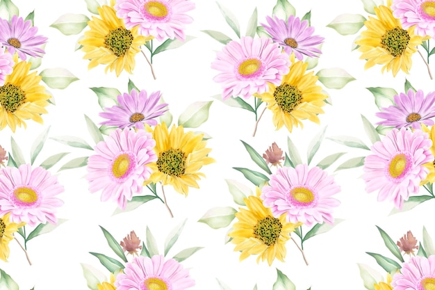 Free vector floral seamless pattern floral blooming