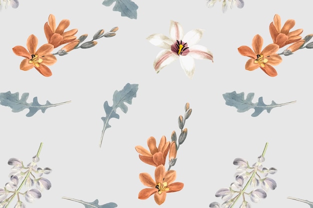 Free vector floral seamless pattern on gray background