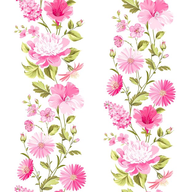 Floral seamless pattern with blooming spring flowers.