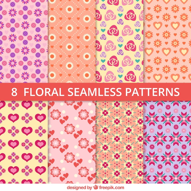 Floral seamless patterns pack