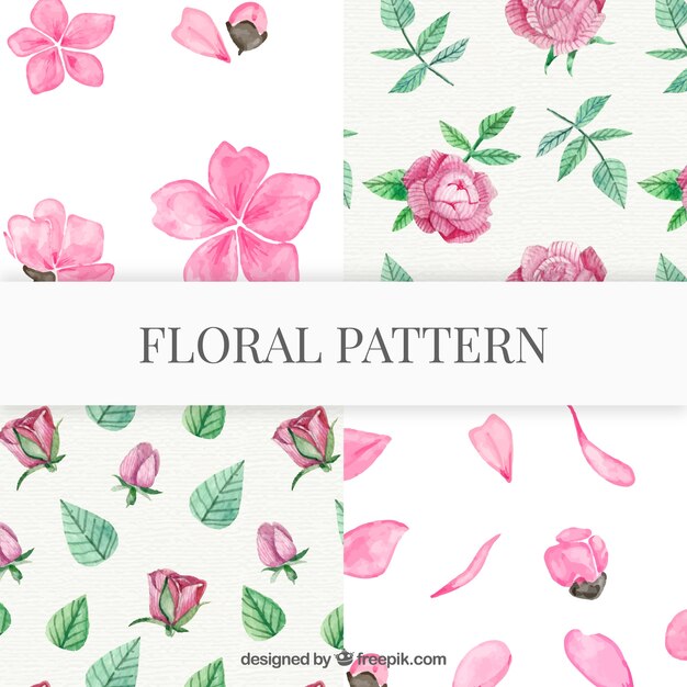 Floral seamless patterns set