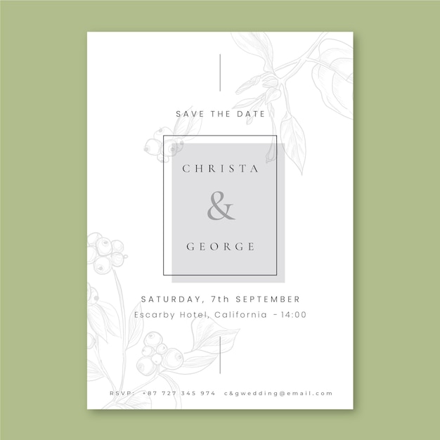 Floral simple save the date wedding invitation