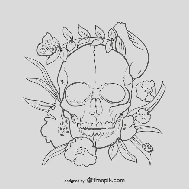 цветочный рисунок черепа