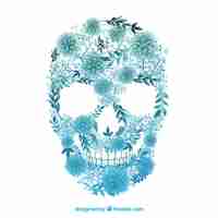 Free vector floral skull in watercolor style