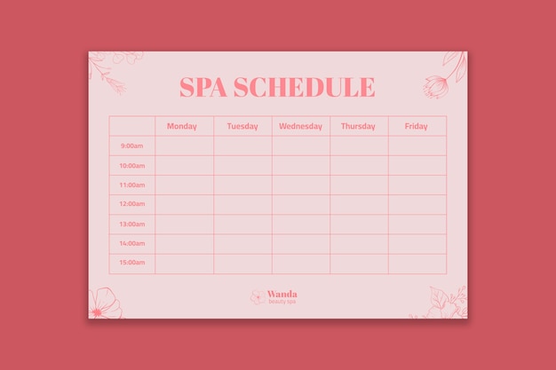 Free vector floral spa schedule