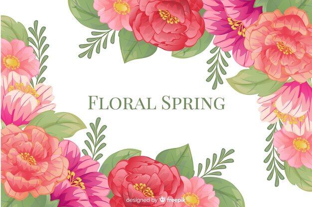 Floral spring background with colorful frame