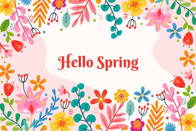 Floral spring background with greeting