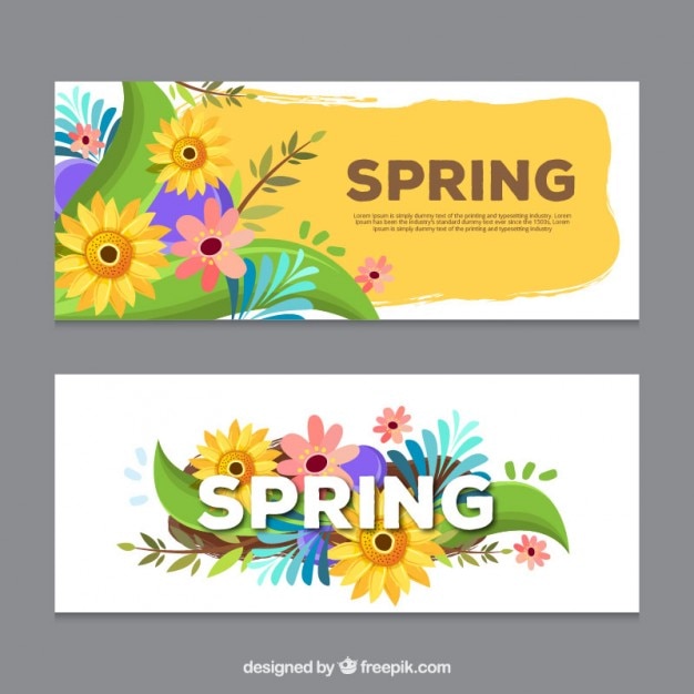 Vettore gratuito floral spring banner