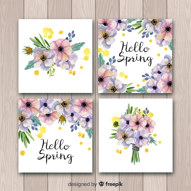 Floral spring card collection