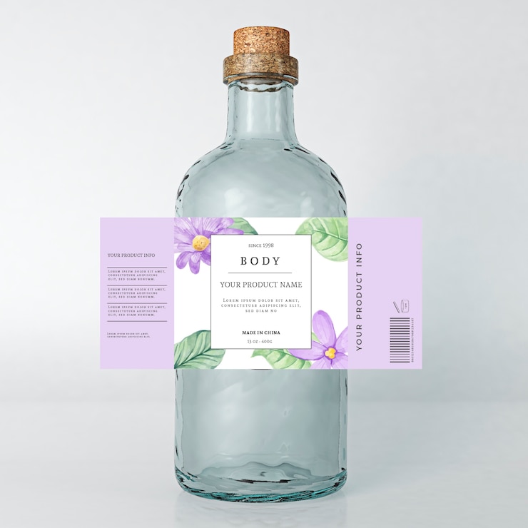 Free Vector floral spring etiquette beverage advertising