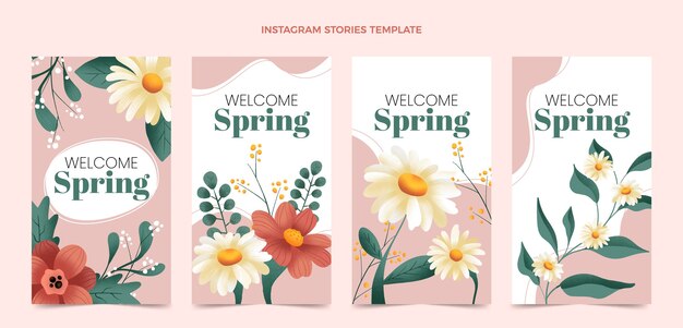 Collezione di storie di instagram di primavera floreale