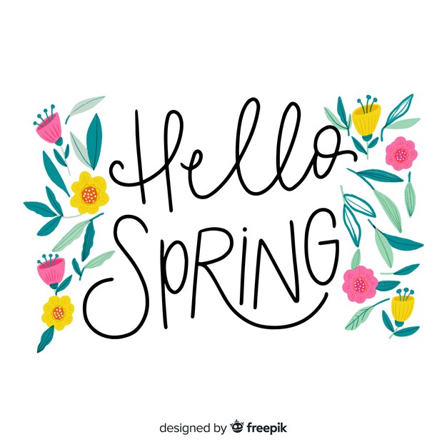 Floral spring lettering background