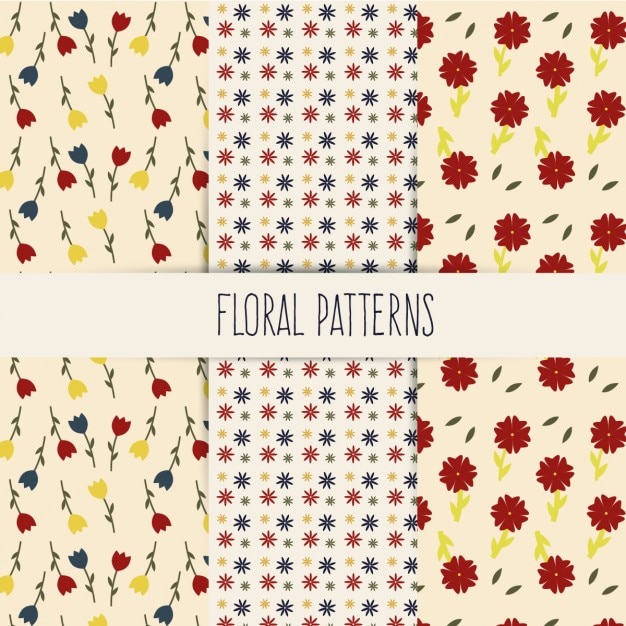 Vettore gratuito floral spring minimalista pattern set