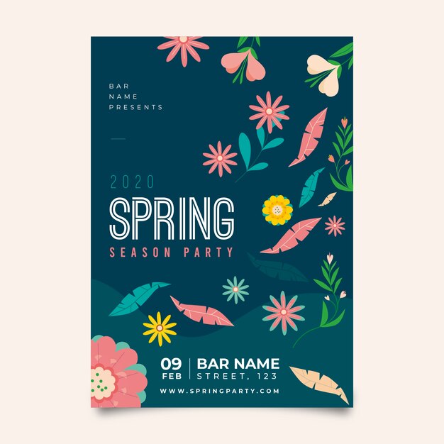 꽃 봄 파티 포스터 템플릿
