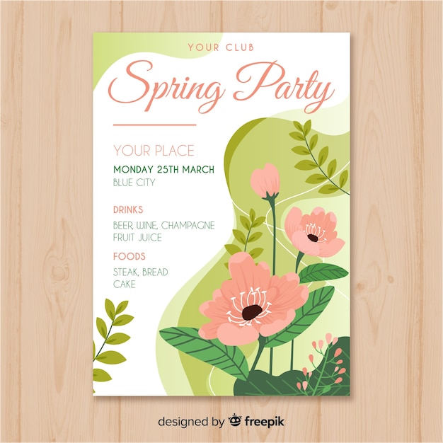 Floral spring party poster