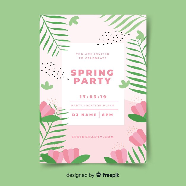 무료 벡터 꽃 봄 파티 포스터