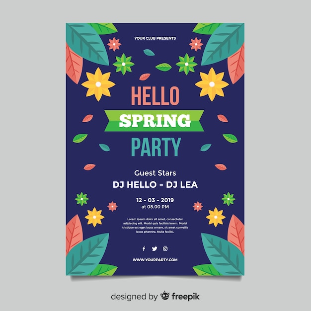 Free vector floral spring party poster