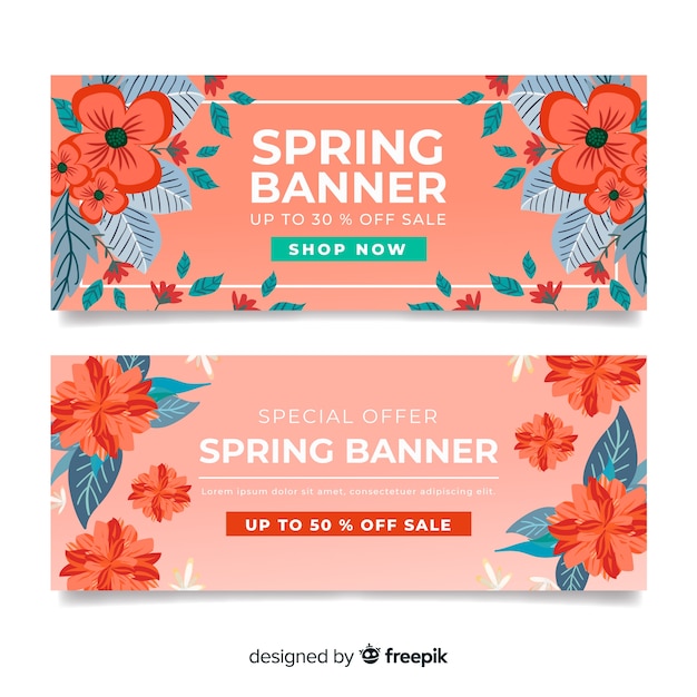 Free vector floral spring sale banner