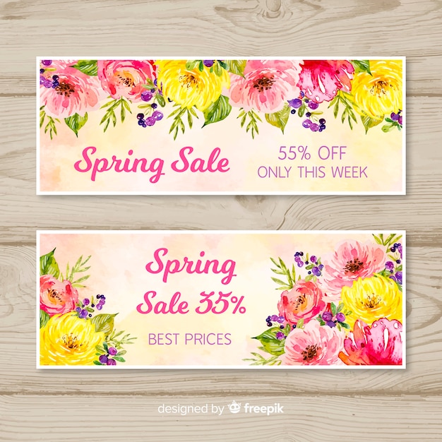 Floral spring sale banner