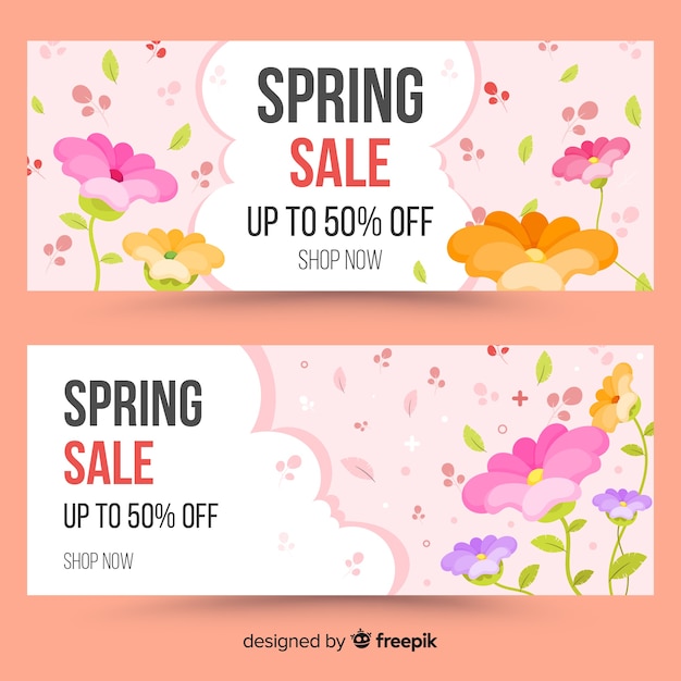 Free vector floral spring sale banner