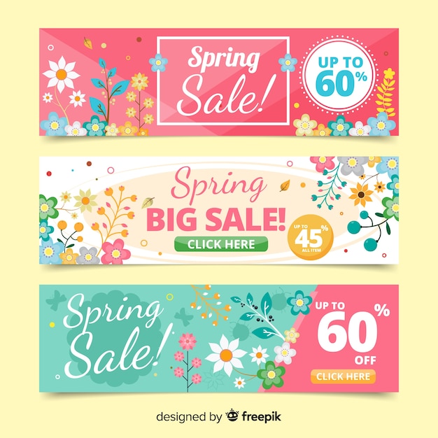 Floral spring sale banner