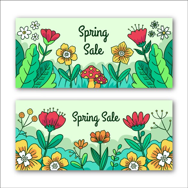 Free Vector floral spring sale banners