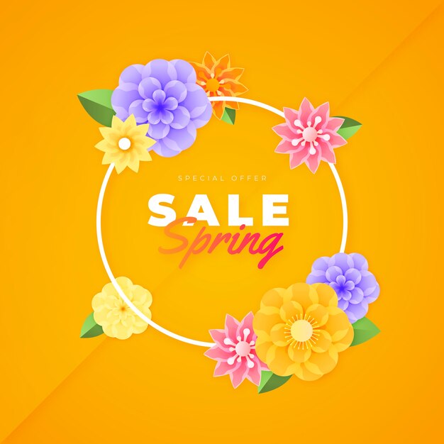 Floral spring sale in paper style