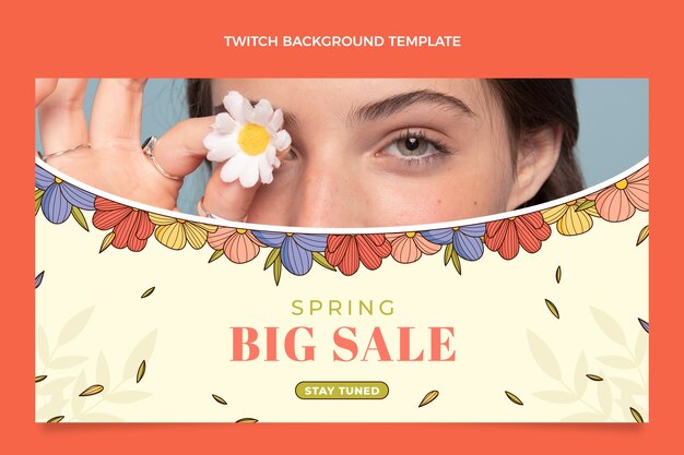 Free vector floral spring sale twitch background
