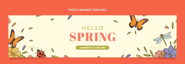 Free vector floral spring twitch banner