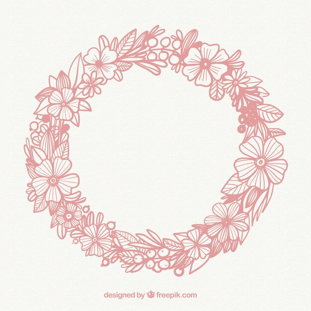 Floral spring wreath sketch