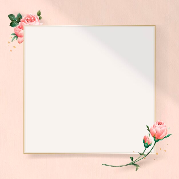 Floral square golden frame vector