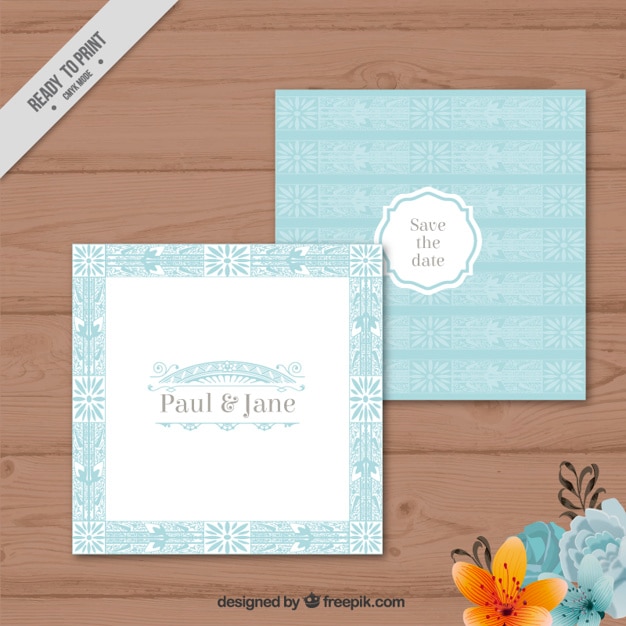 Free vector floral squared wedding card