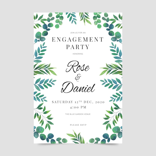 Free vector floral style engagement invitation template