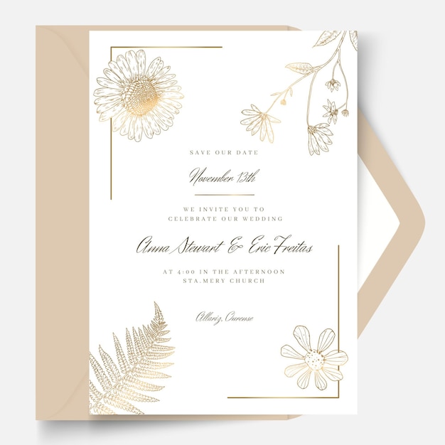 Floral style wedding card